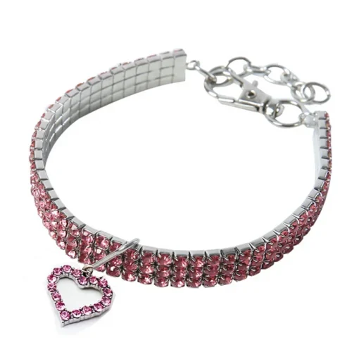 Bling Rhinestone Pink Dog Collar