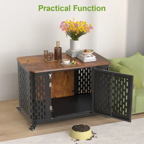 Wooden Dog Crate With Wheels